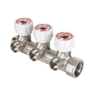 Коллектор VALTEC с регулир. вентилями, 3/4"х2 вых. 1/2" нар. (на подающий трубопровод) (1/30)