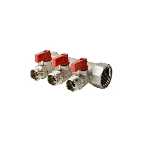 Коллектор с отсекающими кранами, 1"х3 вых. Евроконус 3/4 "VALTEC" (1/22)