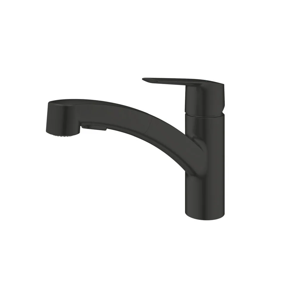 303072431 Смеситель для кухни, с выдвижным изливом, черный Grohe QuickFix Start