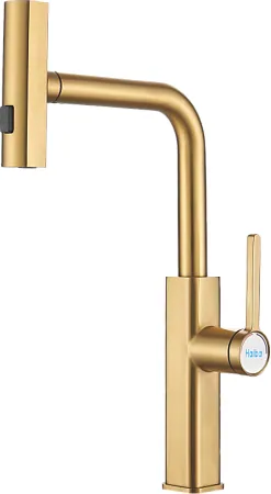 Смеситель для кухни HAIBA HB73824-5 выдвижной излив, золото