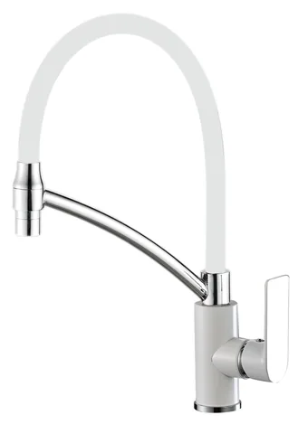 Смеситель для кухни, гибкий излив HAIBA HB72505-8 хром/белый