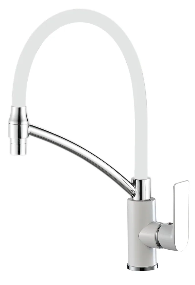 Смеситель для кухни, гибкий излив HAIBA HB72505-8 хром/белый
