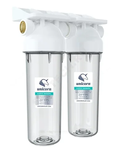 Корпус фильтра пластик 3/4" ВР (двойной) Slim Line 10" Unicorn KSBP_3/4_DUO
