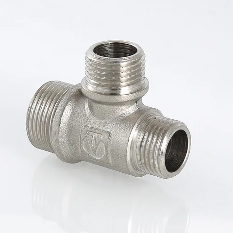 Тройник 3/4"х1/2"х3/4" Никель нар-нар-нар"Valtec" (Никель) 1/10/80