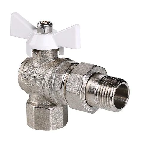 Кран шар. угловой с полусгоном 1/2" вн.-нар. "VALTEC" BASE-ГОСТ (белая рукоятка)